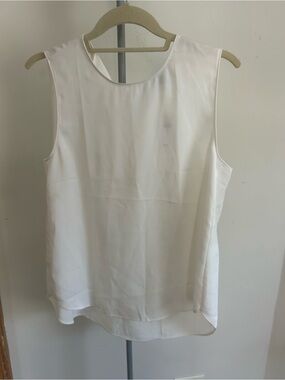 Banana Republic White Sleeveless Satin-Feel Shell Top